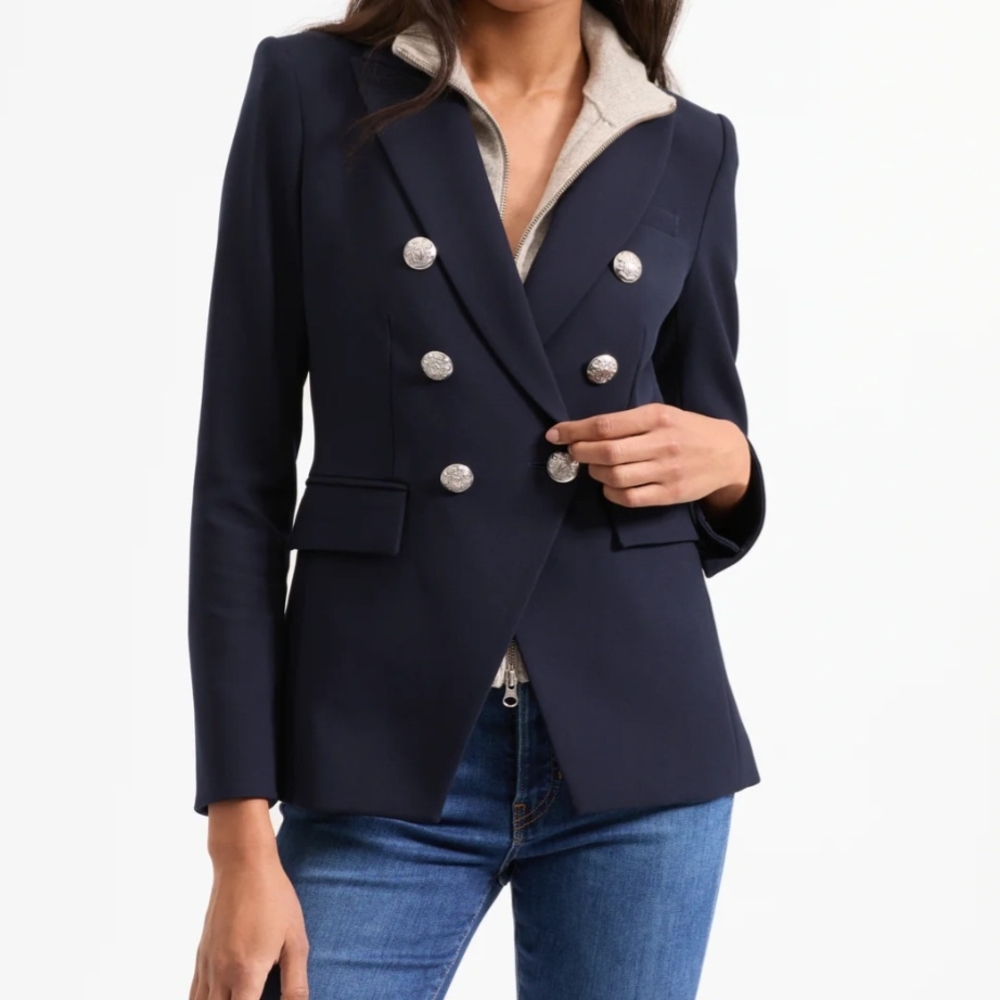 Women's Navy Double-Breasted Blazer